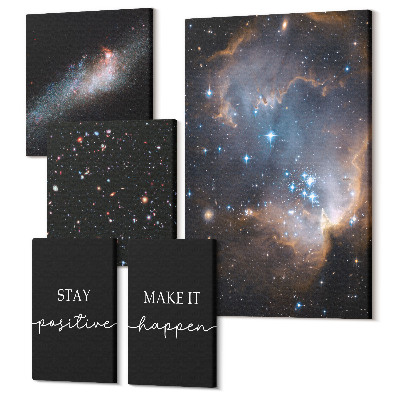 Zestaw obrazów 5 części pentaptyk Kosmiczne inspiracje pozytywne przesłania i motywacja