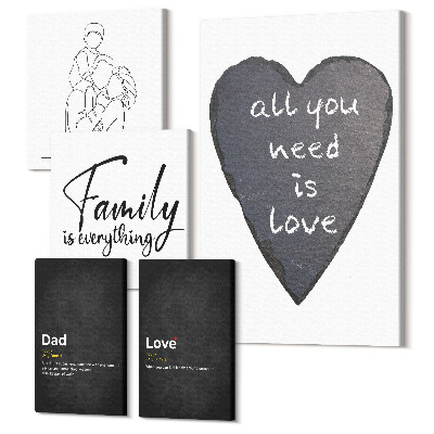 Zestaw obrazów 5 części pentaptyk Rodzinne wartości miłości i bliskości w nowoczesnym stylu