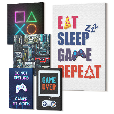 Zestaw obrazów na płótnie pentaptyk Stylowe dekoracje dla miłośników gier wideo