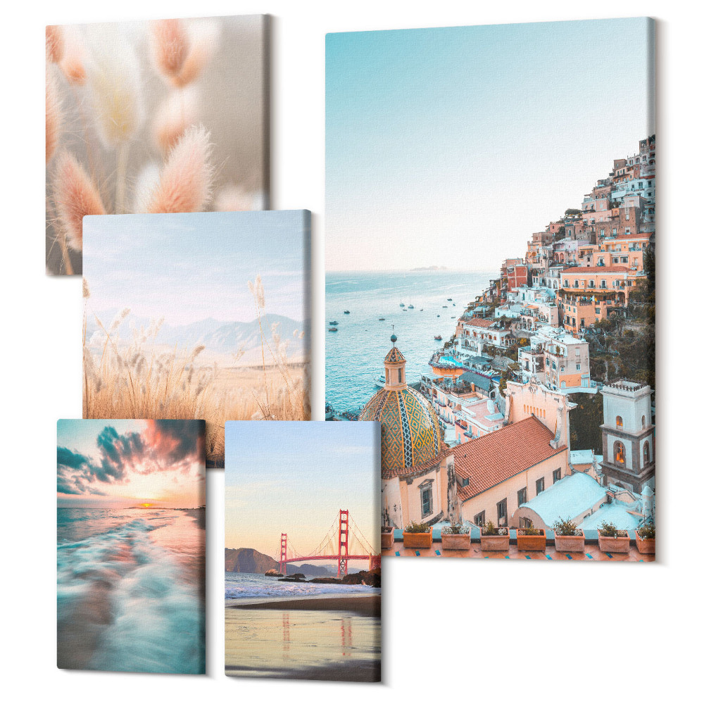 Zestaw obrazów pentaptyk na ścianę Krajobrazy nadmorskie i naturalne piękno przyrody