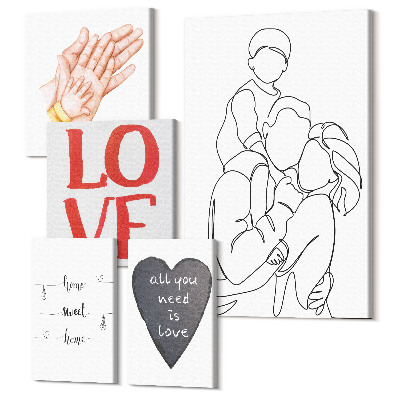 Zestaw obrazów na płótnie pentaptyk Rodzina miłość ciepło domowe chwile szczęścia