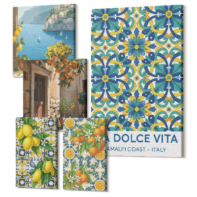 Zestaw obrazów 5 części pentaptyk Włoskie inspiracje z Amalfi cytrusy i kwiaty