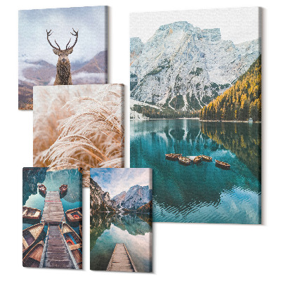Zestaw obrazów pentaptyk na ścianę Krajobrazy górskie i naturalne piękno przyrody