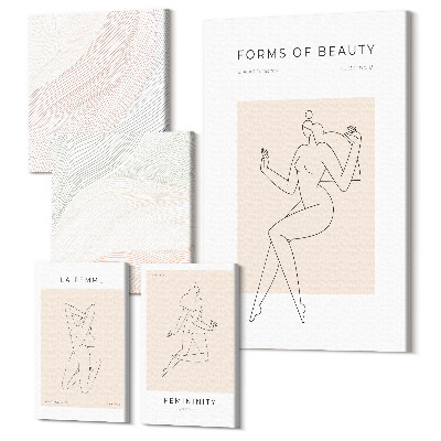 Zestaw obrazów na płótnie pentaptyk Formy piękna linie i sylwetki w minimalistycznym stylu