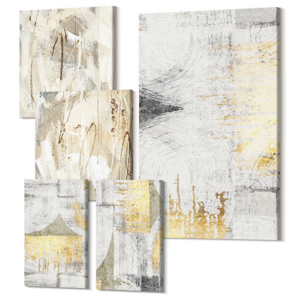 Zestaw obrazów 5 części pentaptyk Stylowe abstrakcyjne kompozycje z geometrycznymi wzorami