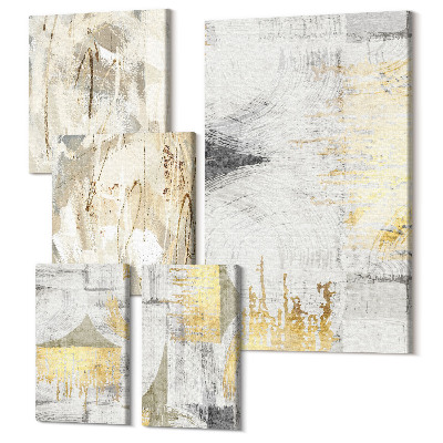 Zestaw obrazów 5 części pentaptyk Stylowe abstrakcyjne kompozycje z geometrycznymi wzorami