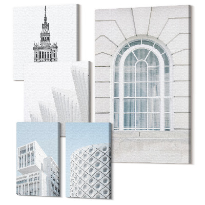 Zestaw obrazów 5 części pentaptyk Nowoczesna architektura minimalistyczne formy i linie