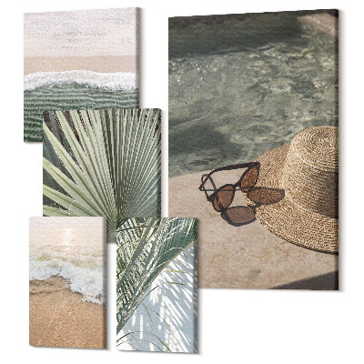 Zestaw obrazów 5 części pentaptyk Stylowe wakacyjne motywy relaksu nad wodą