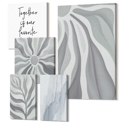 Zestaw obrazów pentaptyk na ścianę Abstrakcyjne wzory w odcieniach szarości i bieli