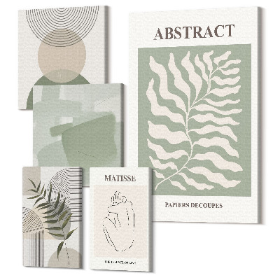 Zestaw obrazów 5 części pentaptyk Stylowe abstrakcyjne kompozycje z roślinnymi motywami