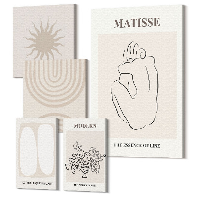 Zestaw obrazów pentaptyk na ścianę Minimalistyczne linie i abstrakcyjne formy sztuki nowoczesnej