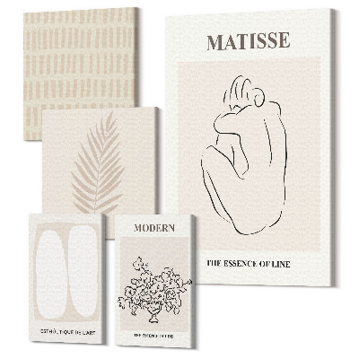 Zestaw obrazów 5 części pentaptyk Styl minimalistyczny linie i kształty w nowoczesnym wydaniu