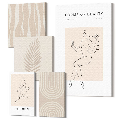 Zestaw obrazów pentaptyk na ścianę Formy piękna minimalistyczne motywy i linie dekoracyjne