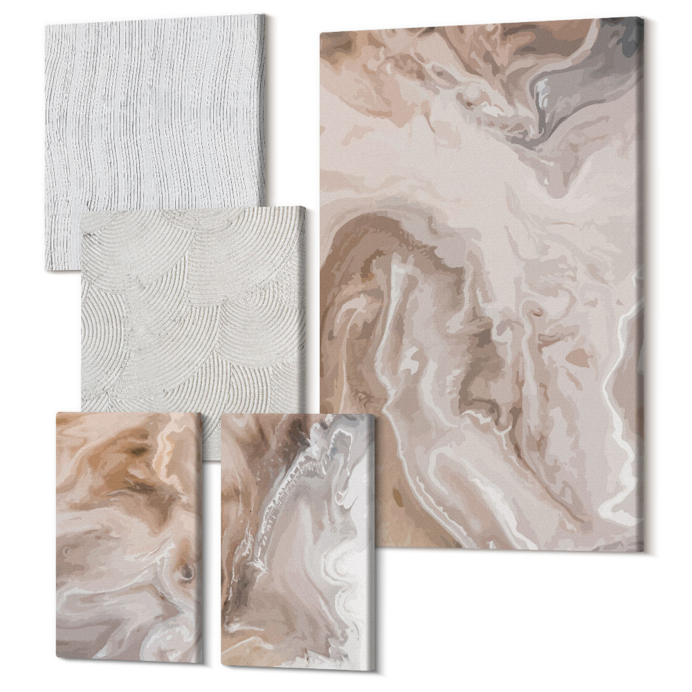 Zestaw obrazów 5 części pentaptyk Tekstura kamienia abstrakcyjne wzory marmuru