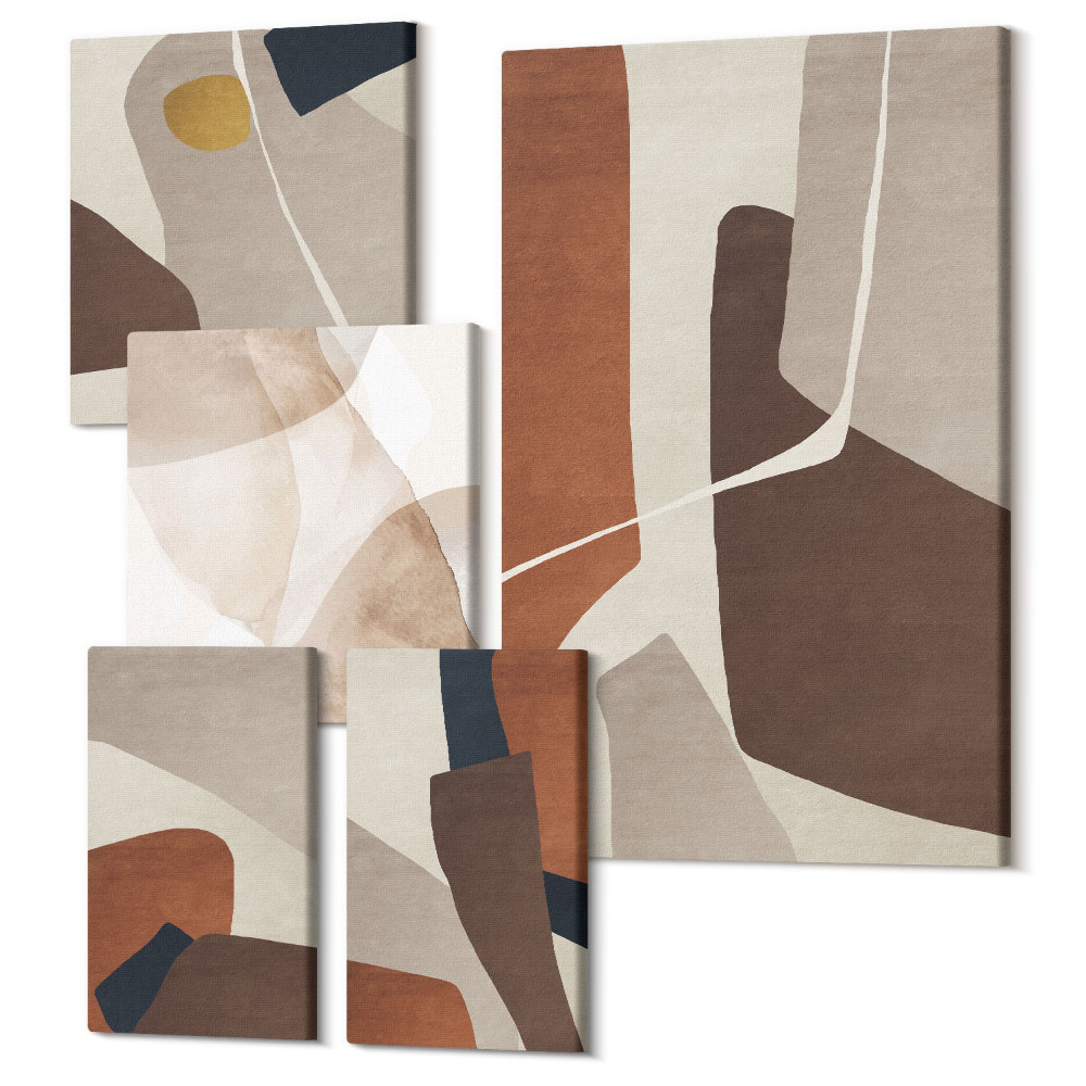 Zestaw obrazów 5 części pentaptyk Abstrakcja kształtów struktury w nowoczesnym stylu