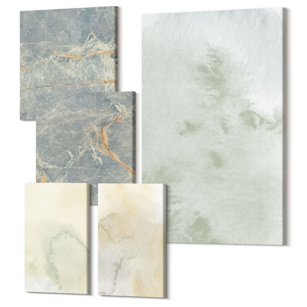 Zestaw obrazów na płótnie pentaptyk Pastelolwe akwarele na płótnie tekstury farb