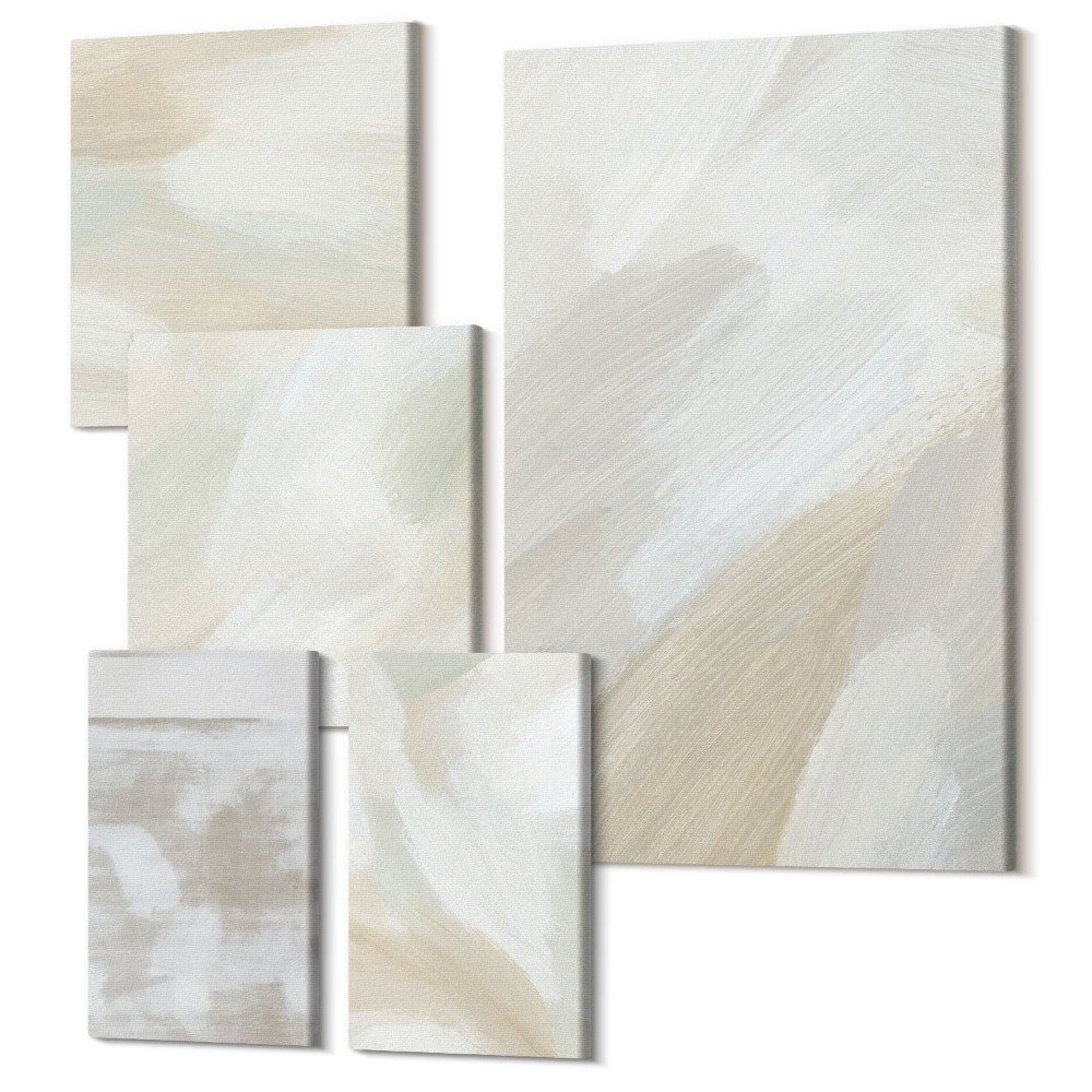 Zestaw obrazów pentaptyk na ścianę Pociągnięcia pędzlem abstrakcja farb na płótnie