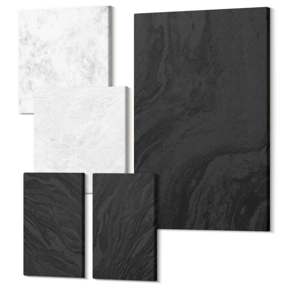 Zestaw obrazów pentaptyk na ścianę Ciemne i jasne marmury eleganckie tekstury w stylu glamour