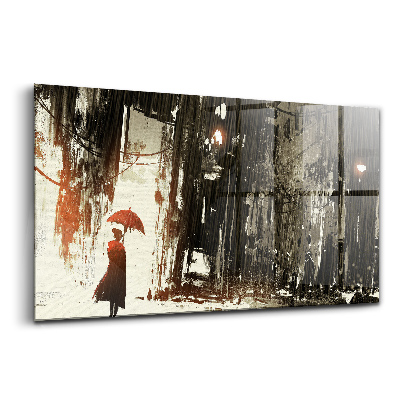 Obraz na szkle Kobieta groźnej deszczowej nocy