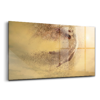 Foto-obraz szkło hartowane Kobieta w dynamicznej figurze skoku