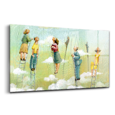 Obraz na szkle Ludzie na drabinie