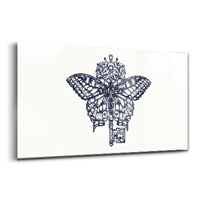 Obraz szklany Motyl i klucz styl boho