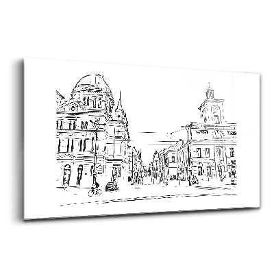 Obraz na szkle Poznań ilustracja starego miasta