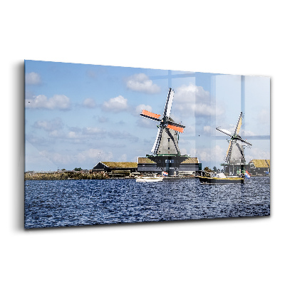 Obraz na szkle Młyny w Holandii