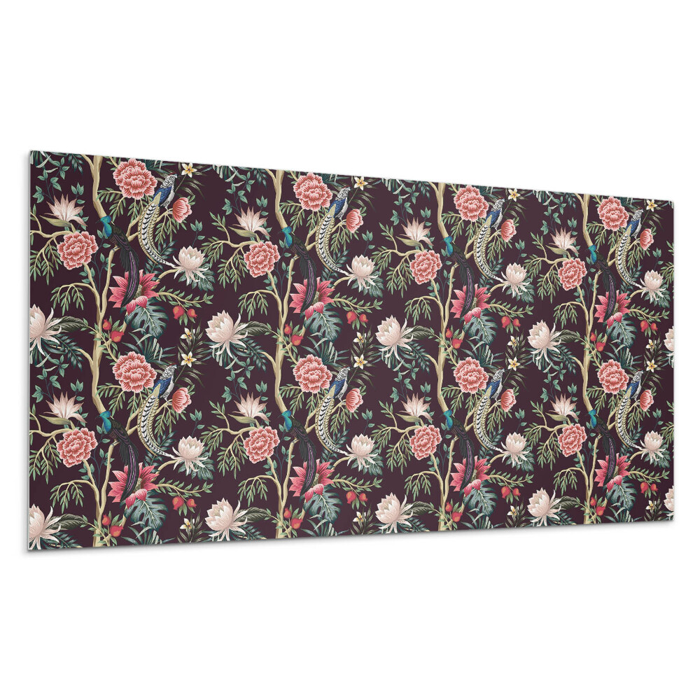 Płyta pcv na ścianę Kwiatowy wzór z ptakami