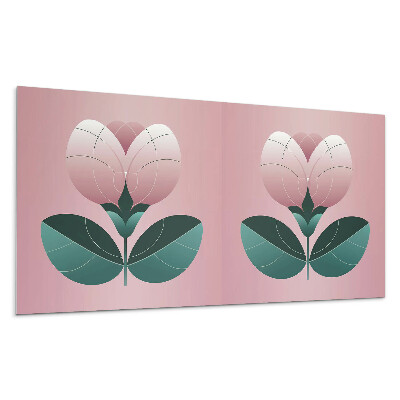 Płyta na ścianę Stylizowany kwiat z liśćmi