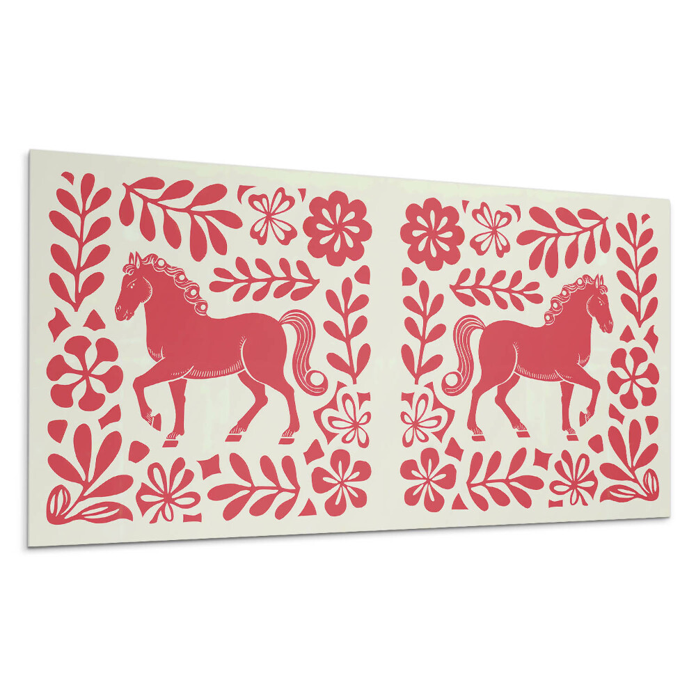 Płyta na ścianę Stylizowany koń wśród roślin