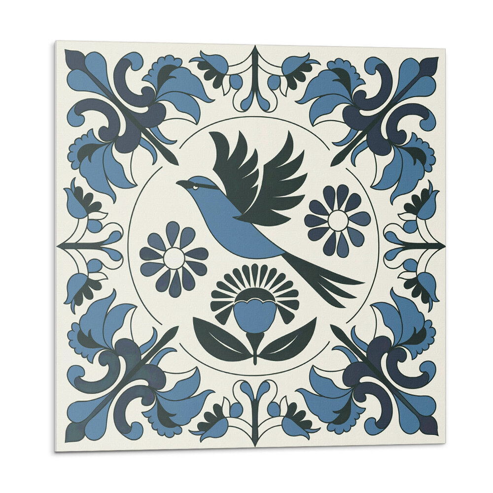 Panel dekoracyjny Motyw ptaka wśród kolorowych kwiatów