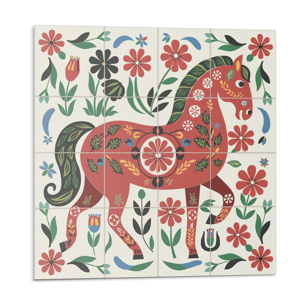 Panel ścienny pcv Kwiatowy motyw z koniem