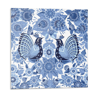 Płyta na ścianę Motyw z ptakami i kwiatami