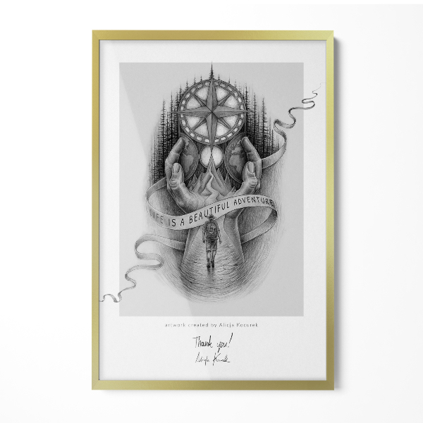 Elegancka wisząca ramka na zdjęcia złota 40x60