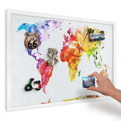 Tablica magnetyczna na lodówkę kolorowa mapa akwarela