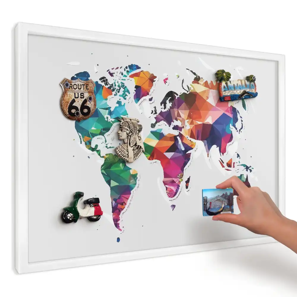 Tablica na magnesy z lodówki Geometryczna mapa świata