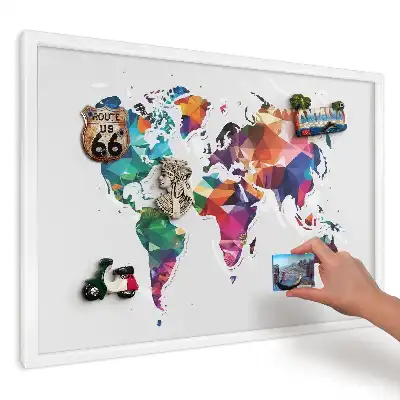 Tablica na magnesy z lodówki Geometryczna mapa świata