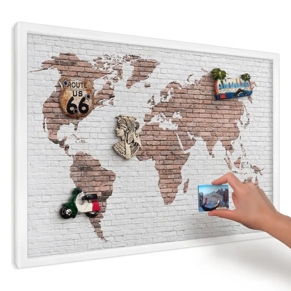 Tablica magnetyczna na lodówkę Mapa na ceglanej ścianie