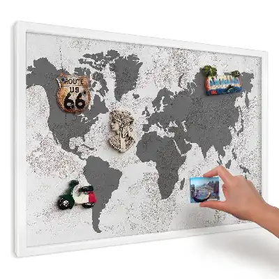Ozdobna tablica na magnesy Mapa z delikatnym tłem