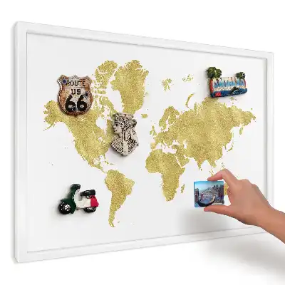 Ozdobna tablica magnetyczna Żółta mapa na bieli