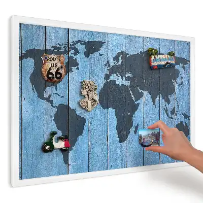 Tablica magnetyczna na lodówkę Mapa na drewnianym tle