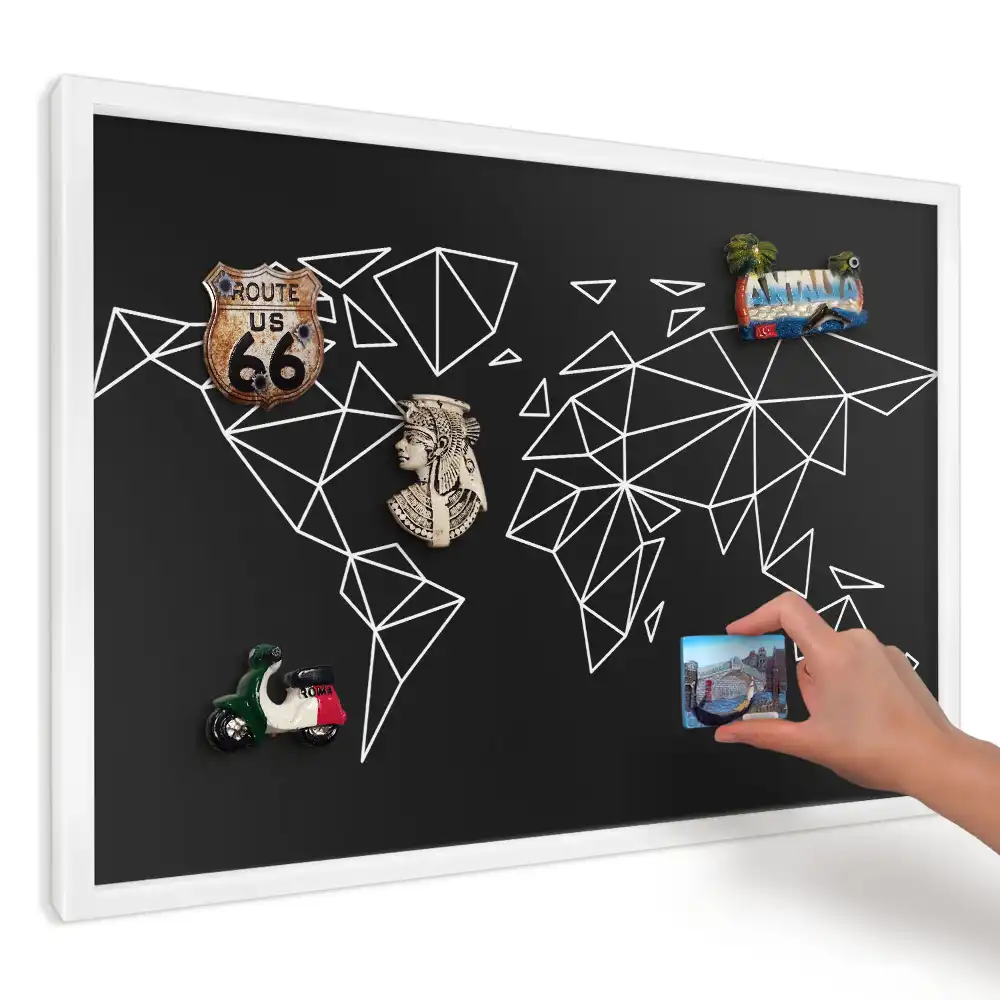 Geometryczna tablica magnetyczna na lodówkę z mapą