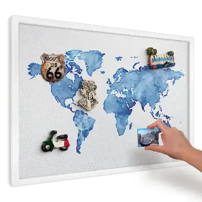 Ozdobna tablica magnetyczna Niebieska mapa akwarela