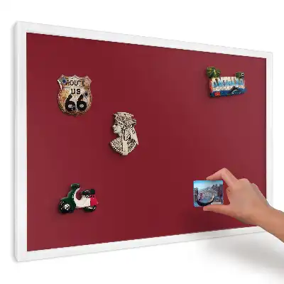 Tablica na magnesy w białej ramie bordowy elegancki minimalizm