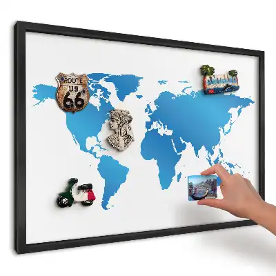 Tablica magnetyczna do kuchni Niebieska mapa świata