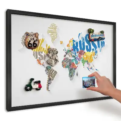 Tablica magnetyczna do kuchni kolorowa mapa z napisami