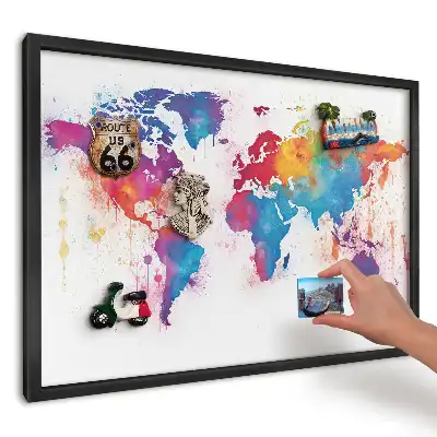 Tablica magnetyczna akwarelowa mapa świata