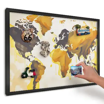 Tablica magnetyczna do kuchni Żółta mapa abstrakcyjna