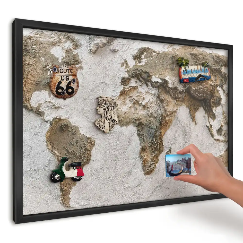 Tablica magnetyczna na ścianę do kuchni Reliefowa mapa Ziemi